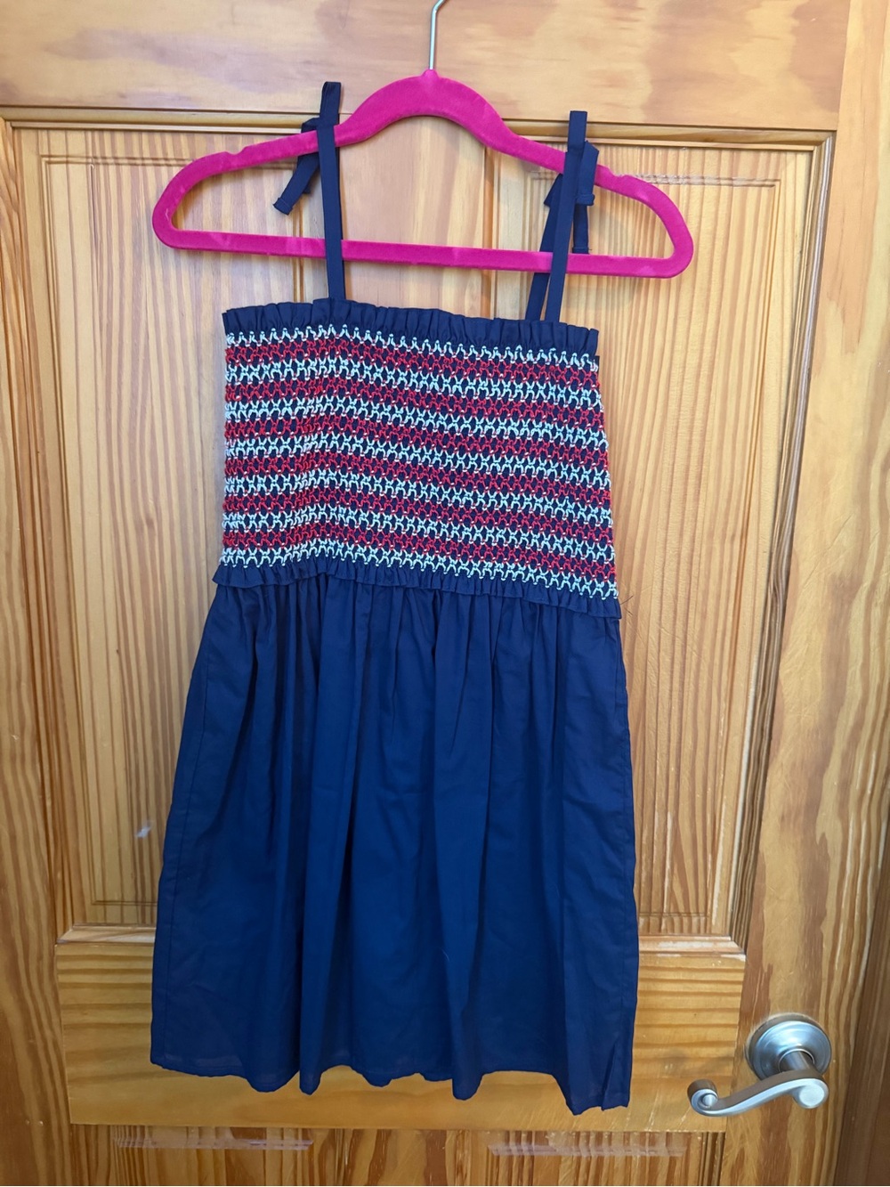 Janie and Jack Navy Sundress with Red & White Smocking